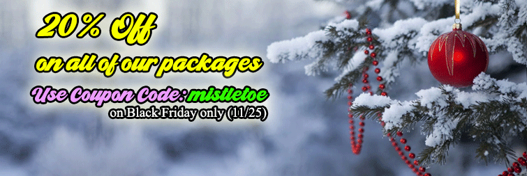 20% Off all of our packages - Black Friday Only Nov 25th